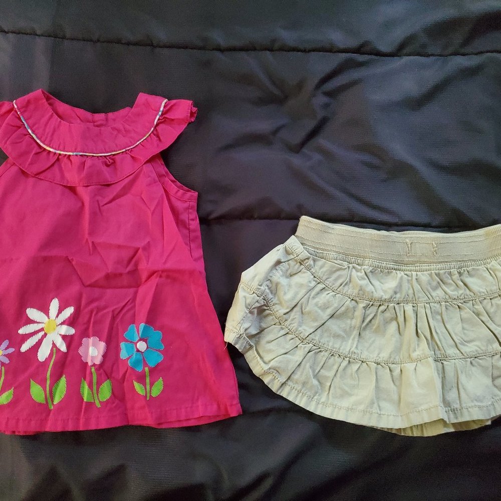 girl 4t khaki skort and pink top